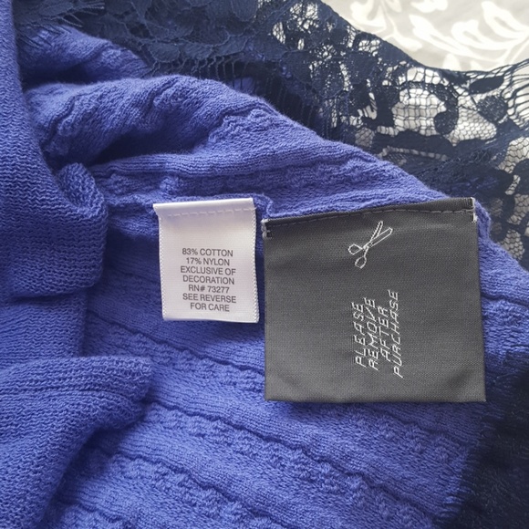 Simply Vera Wang Purple Sweater Dress with Black Eyelash Lace Trim - Picture 4 of 5